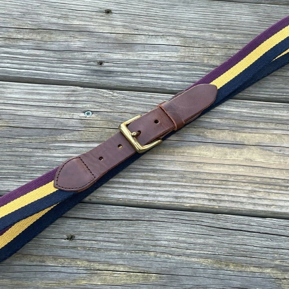 Daniel Cremieux Belt Multi Color Canvas Brown Lea… - image 8